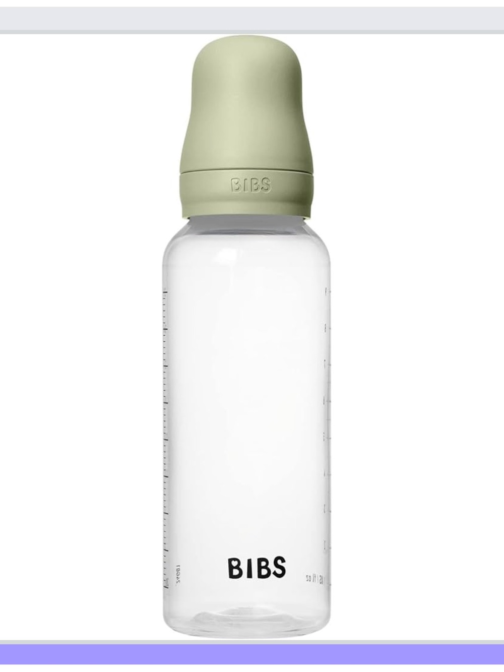 BIBS Baby Bottle with Sage Green Silicone Cap